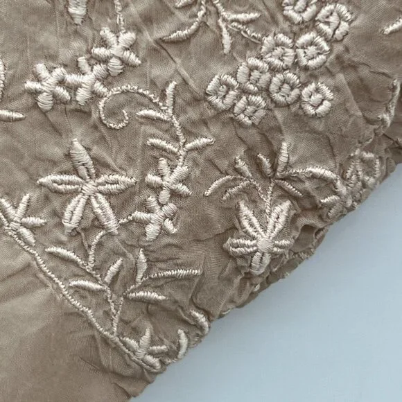 Johnny Was Women's Brown Lace 3/4 Sleeve V-Neck Belted Top Blouse Size XS - Picture 5 of 12